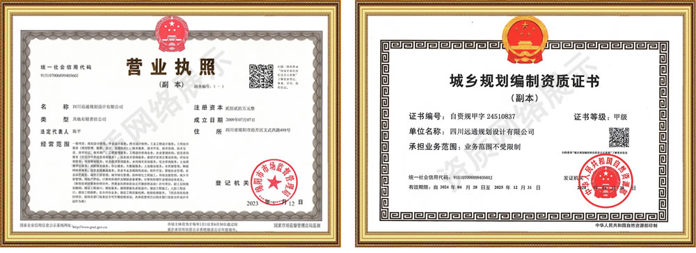 四川遠通規(guī)劃設(shè)計有限公司資質(zhì)榮譽